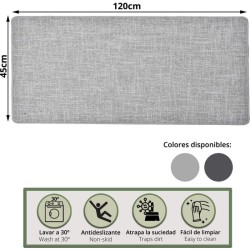alfombra oriane 45x120cm de poliéster tejido - gris claro