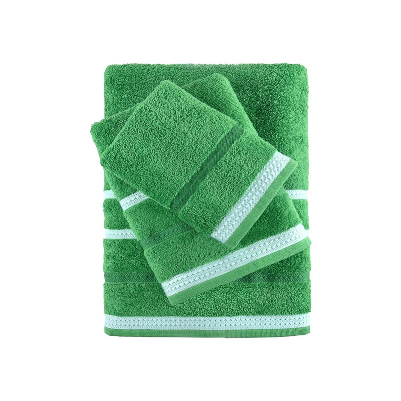 set 3pcs toallas de baño - 30x50 50x90 70x140cm - verde rayas casa ben