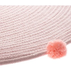 alfombra infantil 90 cm diametro con pompones rosa