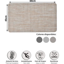 alfombra vinílica andy 45x60cm aspecto natural - gris claro