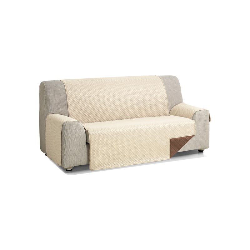 rombo cubre sofa reversible acolchado 4 plazas beige/marron