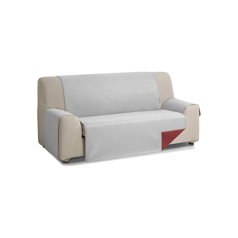 rombo cubre sofa reversible acolchado 2 plazas gris/rojo