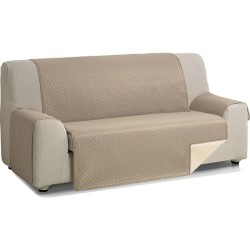 rombo cubre sofa reversible acolchado 2 plazas beige/cuero