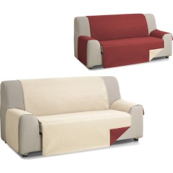rombo cubre sofa reversible acolchado 2 plazas beige/rojo