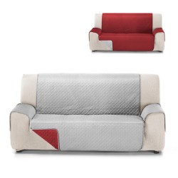 rubi cubre sofa bicolor reversible 4 plazas rojo/perla