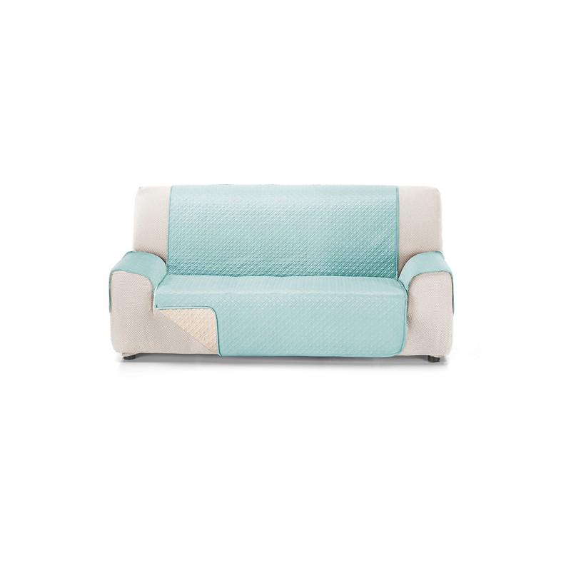 rubi cubre sofa bicolor reversible 3 plazas aguamarina/crudo