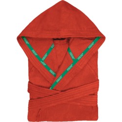 albornoz con capucha l xl - algodón rojo benetton