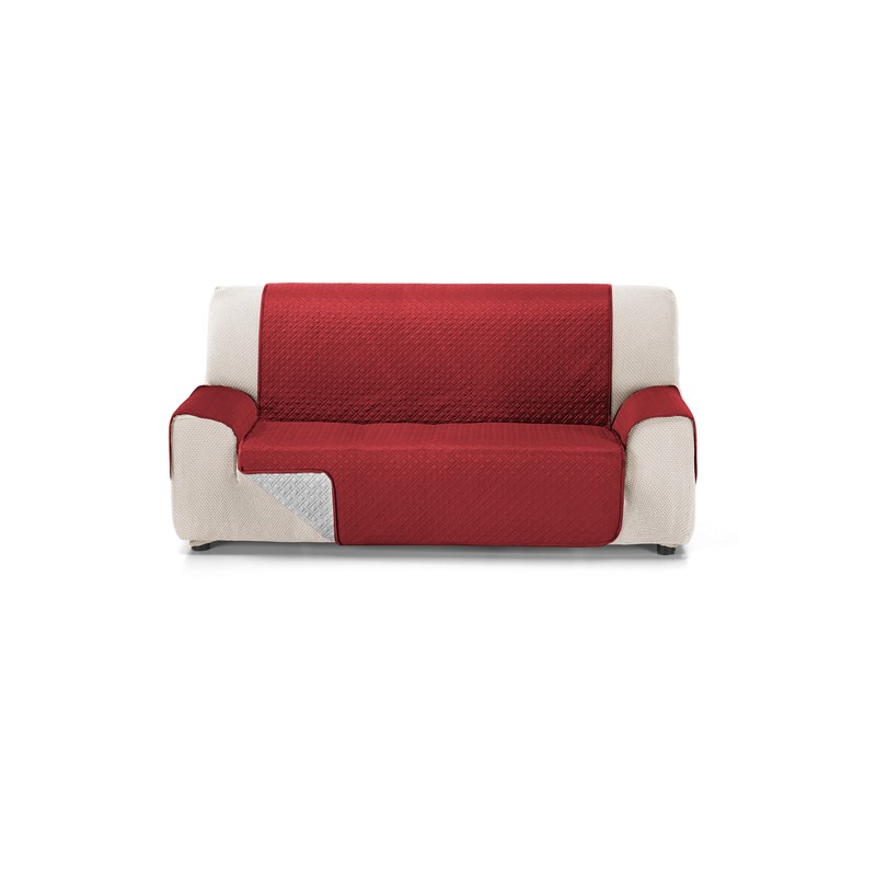 rubi cubre sofa bicolor reversible 3 plazas rojo/perla