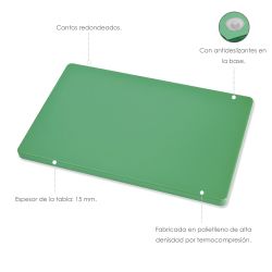 Tabla Cortar Polietileno 35x25x1,5 cm.Color Verde