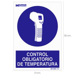 Cartel Control Obligatorio Temperatura 30x21 cm.