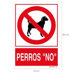 Cartel Perros "No" 30x21 cm.