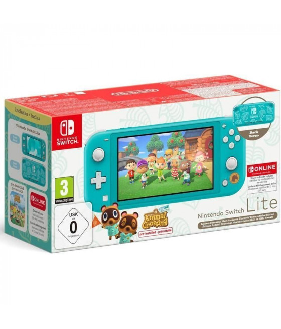 Nintendo Switch Lite Azul Turquesa + Juego Nintendo Animal Crossing New Horizons CYD-0123154