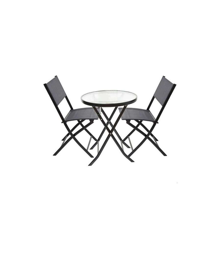 CONJUNTO DE MESA DE TERRAZA PLEGABLE (60X71 CM) + 2 SILLAS DE TEXTILEN-CYG-443314
