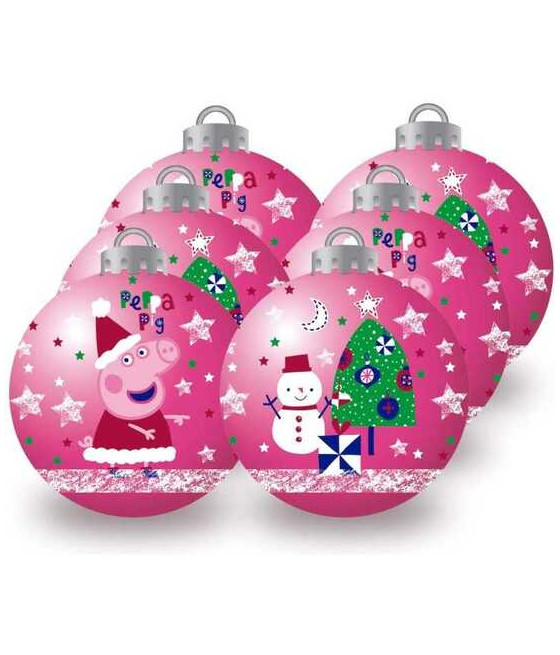 BOLAS NAVIDAD 8CM PACK 6 PEPPA PIG "COSY CORNER"-CYG-204075