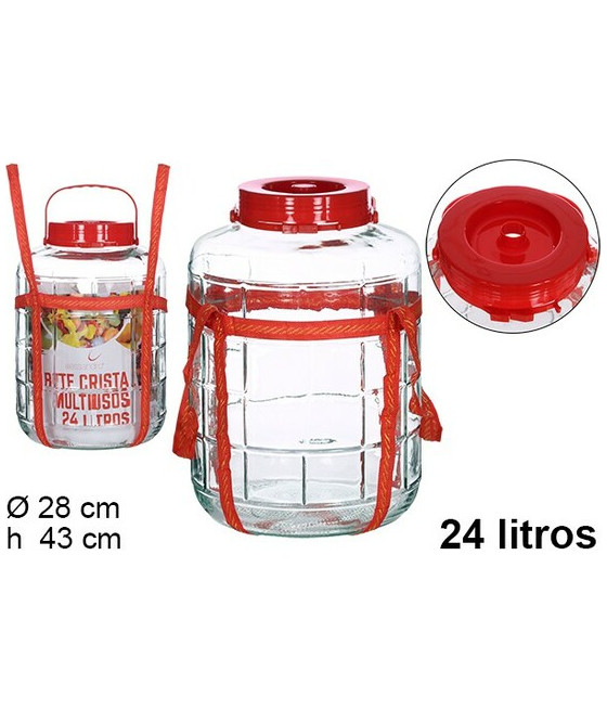 BOTE CRISTAL CON ASA ROJA 24 LITROS-CYG-157287