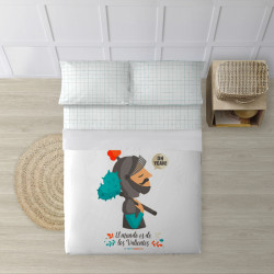 JUEGO DE SÁBANAS CON ALMOHADA Y BAJERA ESTAMPADAS A JUEGO 100% ALGODÓN MODELO GUERRERO PARA CAMA DE 150/160 (240X270)-CYT-30967