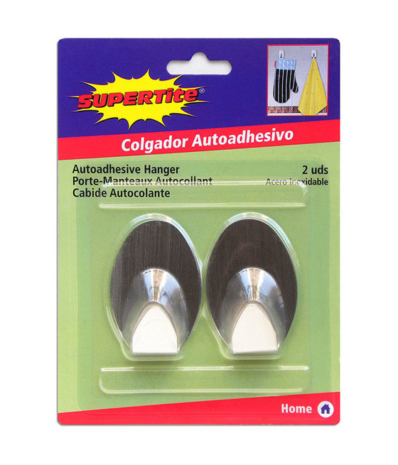 COLGADOR AUTOADHESIVO INOX OVALADO GRANDE 2 UDS-CYG-45954