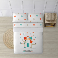 JUEGO DE SÁBANAS CON ALMOHADA Y BAJERA ESTAMPADAS A JUEGO 100% ALGODÓN MODELO PATINADORES PARA CAMA DE 150/160 (240X270)-CYT-31