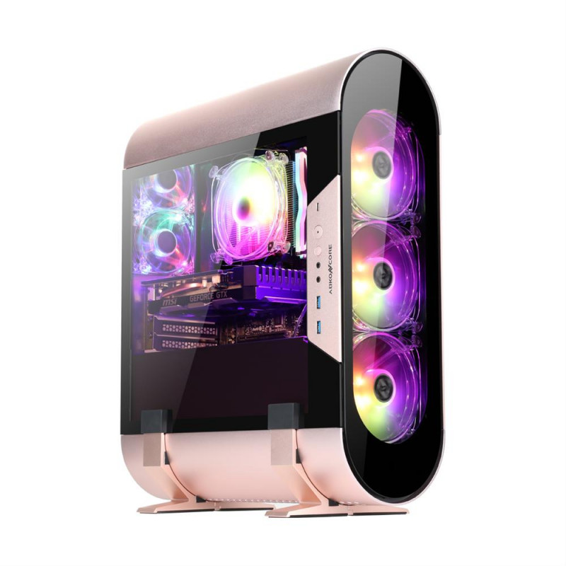 CAJA MINITORRE GAMING ABKONCORE ALUMINIUM AL300M ROSE GOLD CRISTAL TEMPLADO 3x120MM SYNC A. REF. CSP-436189