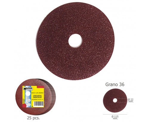 Disco Lija Hierro 115x22 mm. Grano36 Paquete de 25 u, Ref. FOR-9010355
