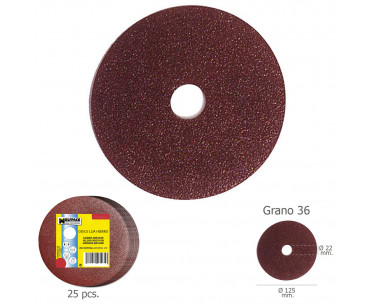 Disco Lija Hierro 125x22 mm. Grano36 Paquete de 25 u, Ref. FOR-9010370