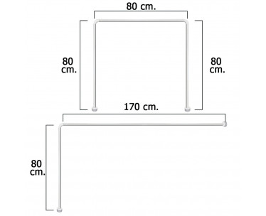 Barra ParaCortina Ducha Universal Aluminio Blanco 80 x 170 cm., Ref. FOR-4042202