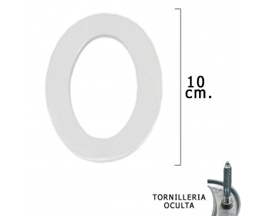 Numero Metal "0" Plateado Mate 10 Tornilleria Oculta Blister 1 Pieza, Ref. FOR-5320020