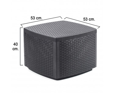 Mesa Resina Auxiliar Simil Rattan Cofre 53x53x40 cm., Ref. FOR-8330145