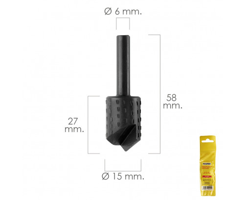 Fresa Rotativa Madera Para Vaciado Ø 15 mm. Para Taladro Fresadora, Ref. FOR-7040090