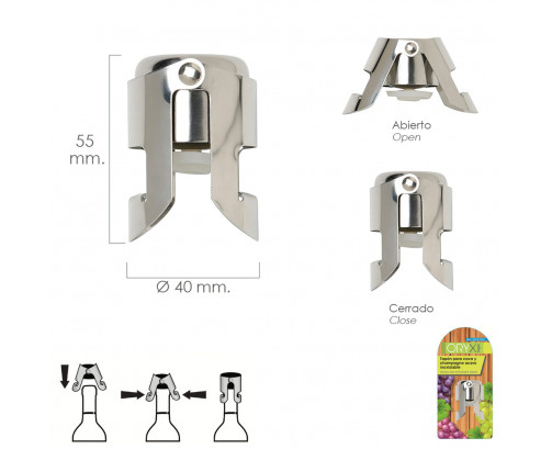 Tapon Para Cava y Champagne Acero Inoxidable, Ref. FOR-5057020