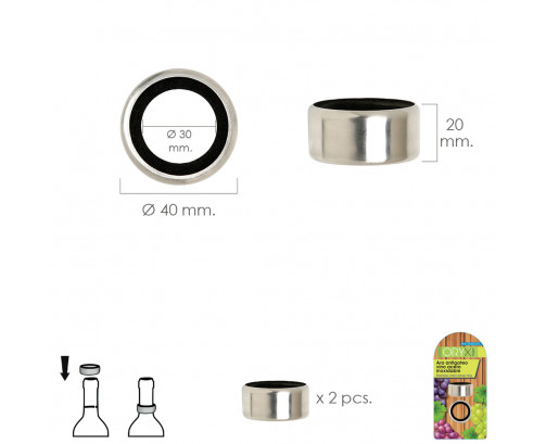 Aro Antigoteo Vino Acero Inoxidable Blister 2 u, Ref. FOR-5057025