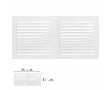 Rejilla Ventilacion Atornillable Doble 30x15 cm. Blanca, Ref. FOR-2530050