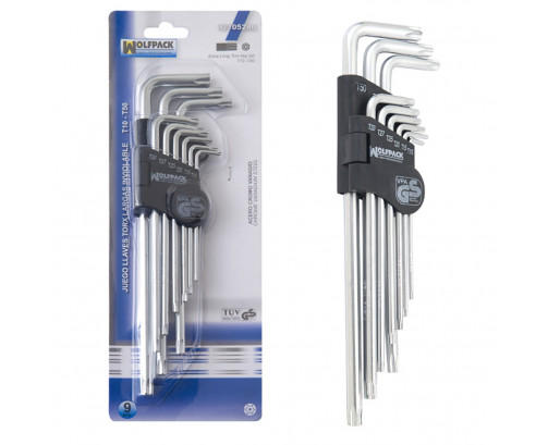 Juego Llaves Torx "L" 9 Piezas Largo Inviolable, Ref. FOR-2105285