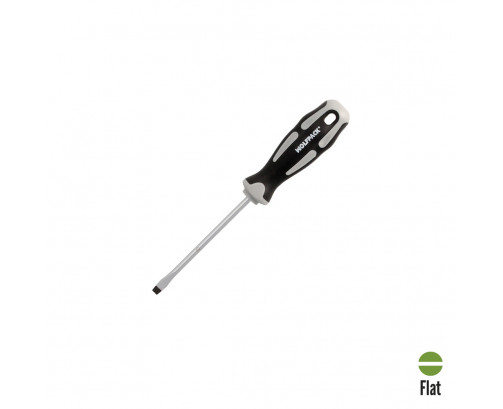 Destornillador Plano Estampado Acero S2 Mango TPR Bimaterial. Medida 1,0 x Ø 5,5 x 100 mm.DIN5265, Ref. FOR-2324548