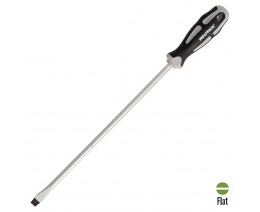 Destornillador Plano Estampado Acero S2 Mango TPR Bimaterial. Medida 1,6 x Ø 9,0 x 300 mm.DIN5265, Ref. FOR-2324554