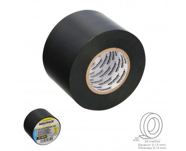 Cinta Aislante Profesional Negra Espesor 0.13 mm. Ancho 50 mm. Rollo 25 Metros, Ref. FOR-14063155
