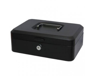 CAJA CAUDALES CON BANDEJA Y CIERRE TAMAÑO GRANDE 25X9X17 CM. NEGRA BISMARK 318738. REF. CSP-433822
