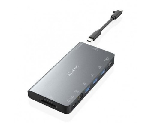 Docking USB Tipo-C Aisens ASUC-8P015-GR/ 1xHDMI/ 3xUSB/ 1xRJ45/ 1xLector Tarjetas / 1xUSB Tipo-C/ Gris CYD-0117621