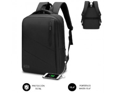 Mochila Subblim City Backpack para Portátiles hasta 15.6'/ Puerto USB/ Negra CYD-0097292