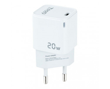 Cargador de Pared TooQ TQWC-PD20WT/ 1xUSB Tipo-C/ 20W/ Blanco CYD-0109112