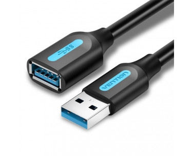 Cable Alargador USB 3.0 Vention CBHBF/ USB Macho - USB Hembra/ 5Gbps/ 1m/ Negro CYD-0115250