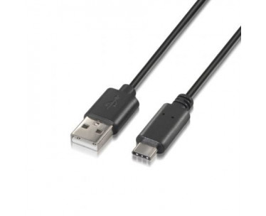 Cable USB 2.0 Tipo-C Aisens A107-0051/ USB Tipo-C Macho - USB Macho/ Hasta 9W/ 625Mbps/ 1m/ Negro CYD-0088939