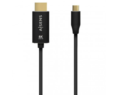 Cable Conversor Aisens A109-0712/ USB Tipo-C Macho - HDMI 8K Macho/ Hasta 27W/ 6000Mbps/ 2m/ Negro CYD-0112960