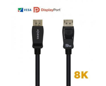 Cable DisplayPort 1.4 8K Aisens A149-0431/ DisplayPort Macho - DisplayPort Macho/ 1m/ Certificado/ Negro CYD-0097635