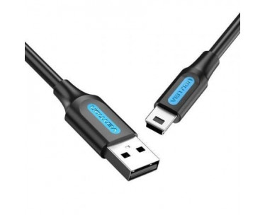 Cable USB 2.0 Vention COMBF/ USB Macho - MiniUSB Macho/ Hasta 10W/ 480Mbps/ 1m/ Negro CYD-0113188