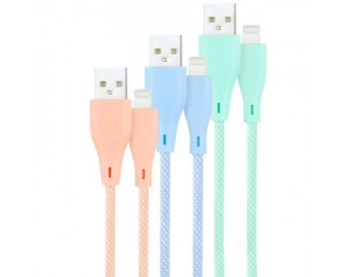 Cables USB 2.0 Lightning Nanocable 10.10.0401-CO1/ USB Macho - Lightning Macho/ 1m/ 3 Unidades/ Rosa, Azul y Verde CYD-0109144