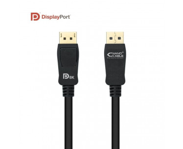Cable DisplayPort 1.4 8K Nanocable 10.15.2502/ DisplayPort Macho - DisplayPort Macho/ 2m/ Certificado/ Negro CYD-0092150