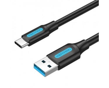 Cable USB 3.0 Tipo-C Vention COZBG/ USB Macho - USB Tipo-C Macho/ Hasta 60W/ 5Gbps/ 1.5m/ Negro CYD-0116482