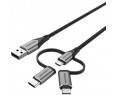 Cable USB 2.0 Tipo-C Vention CQJHG/ USB Macho/ USB Tipo-C Macho - MicroUSB Macho - Lightning Macho/ 480Mbps/ 1.5m/ Gris CYD-012 Cable USB 2.0 Tipo-C Vention CQJHG/ USB Macho/ USB Tipo-C Macho - MicroUSB Macho - Lightning Macho/ 480Mbps/ 1.5m/ Gris CYD-012