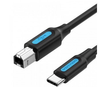 Cable USB 2.0 Impresora Vention CQUBG/ USB Tipo-B Macho - USB Tipo-C Macho/ 480Mbps/ 1.5m/ Negro CYD-0120757